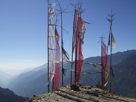 Prayer flags protect the mountain passes Prayer flags protect the mountain passes