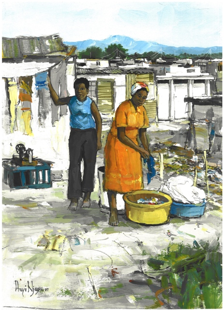 front-cover Community Health clubs in Informal Settlements: A Training manual for community workers using participatory activities. by J. Waterkeyn- City of Cape Town Health Department. Illustration by Itayi Njagu.